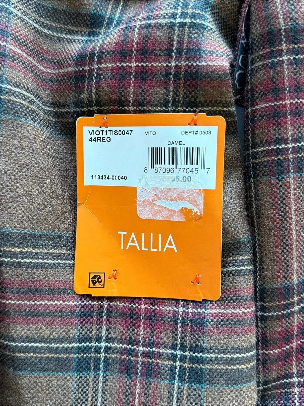 NWT Tallia Men's Camel Plaid l Blazer Sport Coat Suit Jacket 44R $295 retail